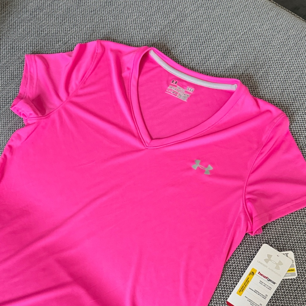 Under Armour Women's Bright Pink Short Sleeve Tee, Large - Picture 4 of 7